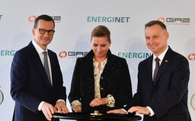 Lãnh đạo Ba Lan và Đan Mạch khánh thành đường ống Baltic Pipe. Ảnh: Euronews.