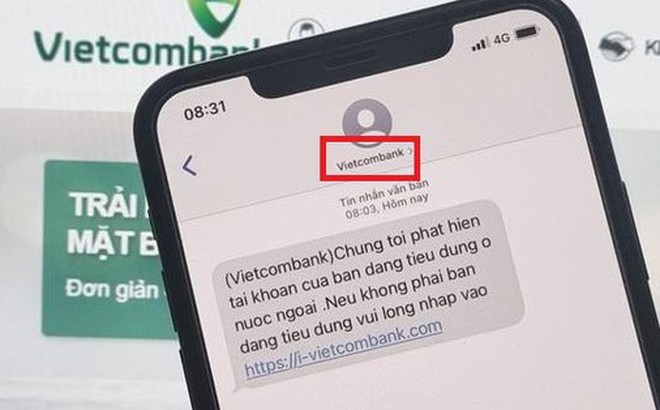 SMS mạo danh có thương hiệu của ngân hàng được gửi tới khách hàng