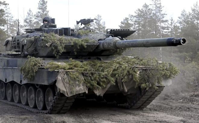 Một chiếc xe tăng Leopard tại tập trận Arrow 22 ở Phần Lan. Ảnh: AFP/Getty Image