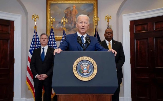 Tổng thống Mỹ Joe Biden phát biểu tại Nhà Trắng ngày 25-1 - Ảnh: EPA
