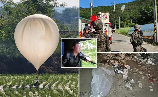 Triều Tiên đã thả hàng trăm khí cầu chở rác và phân bón vượt biên giới vào Hàn Quốc (Ảnh: NY Post)