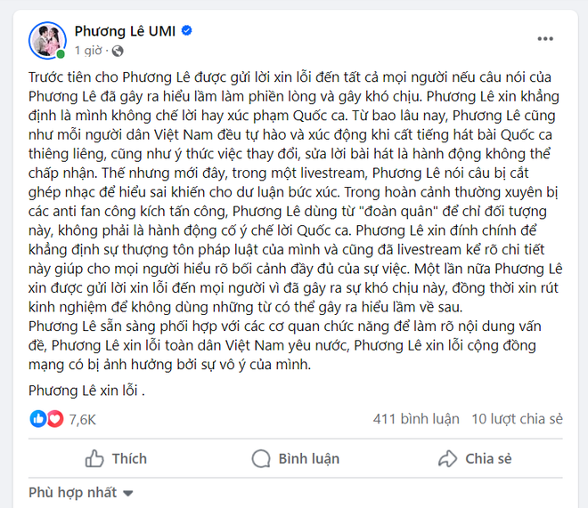 Hoa hậu Phương Lê nói gì về tranh cãi "chế lời Quốc ca"? - Ảnh 2.