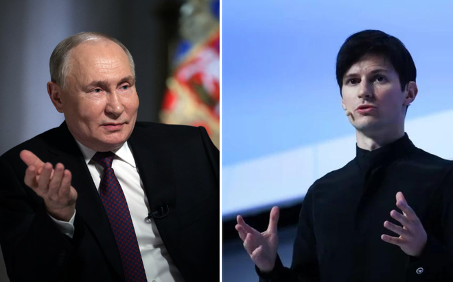 Tổng thống Nga Vladimir Putin và nhà sáng lập kiêm CEO Telegram Pavel Durov. Ảnh: Reuters

