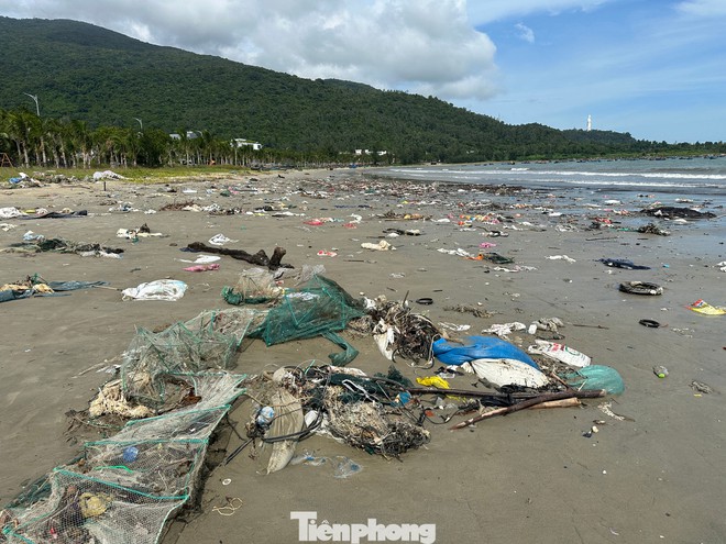 Rác thải ken đặc bãi biển Đà Nẵng sau bão- Ảnh 6.
