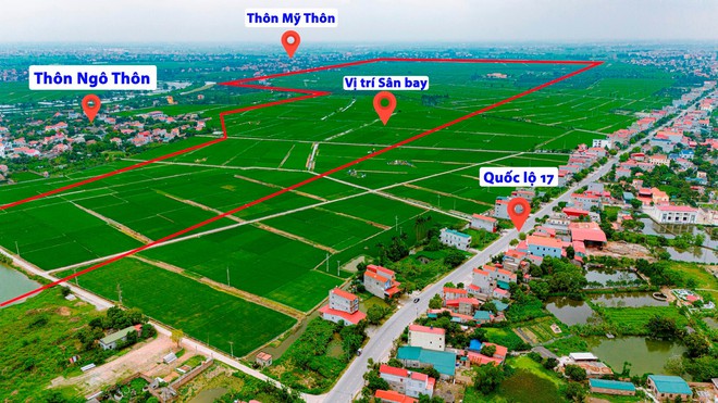 Vị trí xây dựng sân bay quốc tế Gia Bình. Ảnh: NĐ