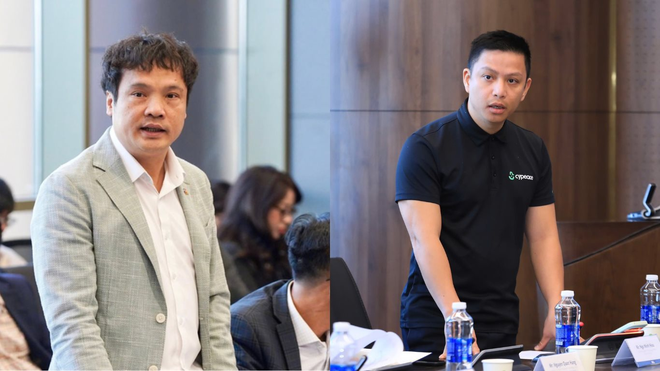 Tổng giám đốc Tập đoàn FPT Nguyễn Văn Khoa và Hiếu PC phát biểu tại cuộc gặp với Phó Thủ tướng. Ảnh: MH