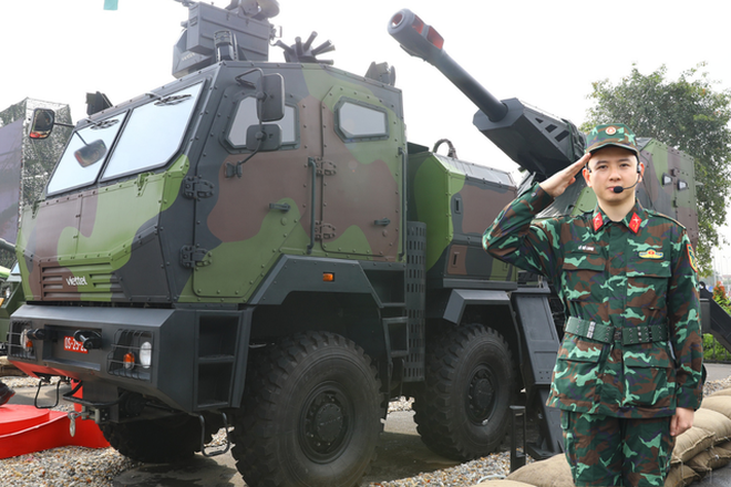 Pháo tự hành 152mm do Viettel chế tạo tại Triển lãm thành tựu đất nước “80 năm hành trình Độc lập - Tự do - Hạnh phúc”. Ảnh: Hồ Minh Đức