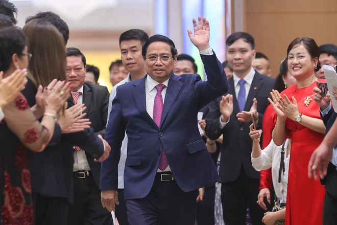 Thủ tướng chủ trì Hội nghị gặp mặt doanh nghiệp với chủ đề "80 năm doanh nghiệp đồng hành cùng đất nước". Ảnh: VGP Thủ tướng chủ trì Hội nghị gặp mặt doanh nghiệp với chủ đề "80 năm doanh nghiệp đồng hành cùng đất nước". Ảnh: VGP
