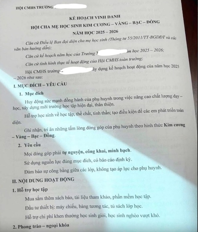 Nhà trường lên tiếng vụ bảng xếp hạng vinh danh phụ huynh Kim cương, Vàng, Bạc, Đồng- Ảnh 1.