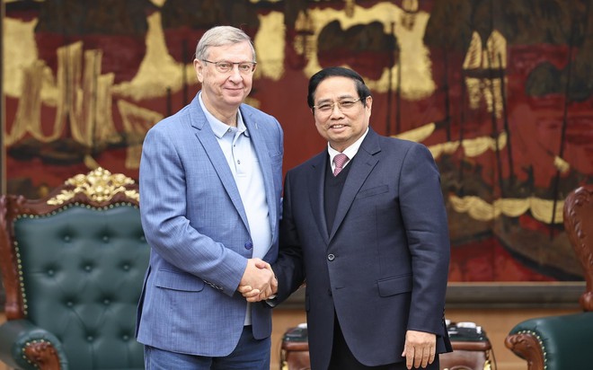 Thủ tướng Phạm Minh Chính tiếp ông Vladimir Petrovich Yevtushenkov, Chủ tịch Tập đoàn AFK Sistema, Liên bang Nga. Ảnh: VGP
