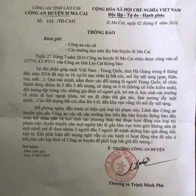 Giám đốc CA Lào Cai bác thông tin 16 vụ bắt cóc trẻ lấy nội tạng - Ảnh 1.