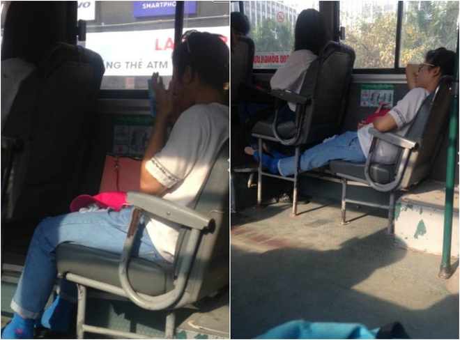 Hành động của cô gái khiến mọi người trên xe bus vô cùng khó chịu - Ảnh 1.