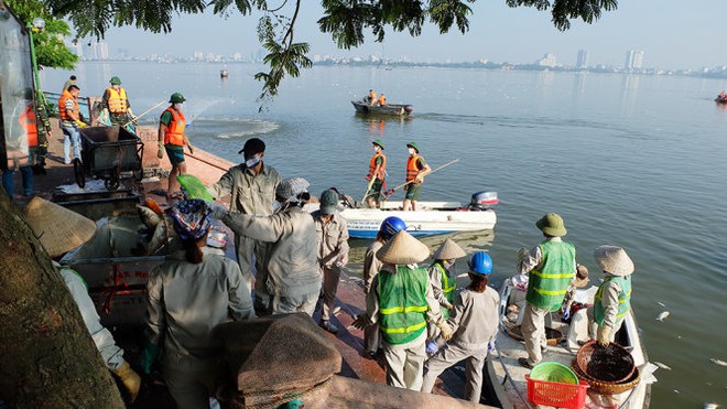 Bơm ô xy, hóa chất ngăn cá chết tại Hồ Tây - Ảnh 5.