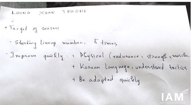 Xuân Trường và mẩu giấy viết tay có nội dung lạ trước khi rời Hàn Quốc - Ảnh 2.