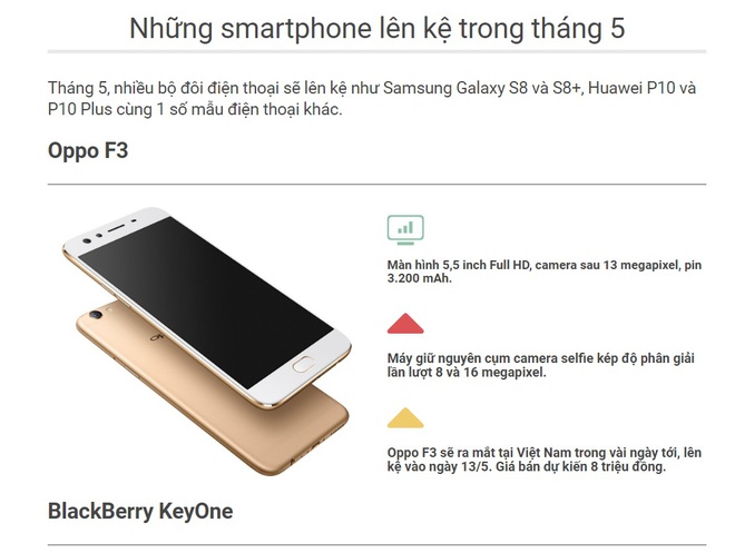 [Infographic] Những mẫu smartphone lên kệ trong tháng 5/2017 - Ảnh 1.