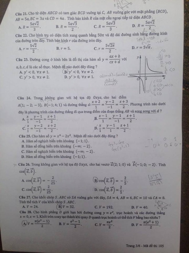 Gợi ý đáp án đề thi môn Toán kỳ thi THPT Quốc gia 2017 - Ảnh 6.