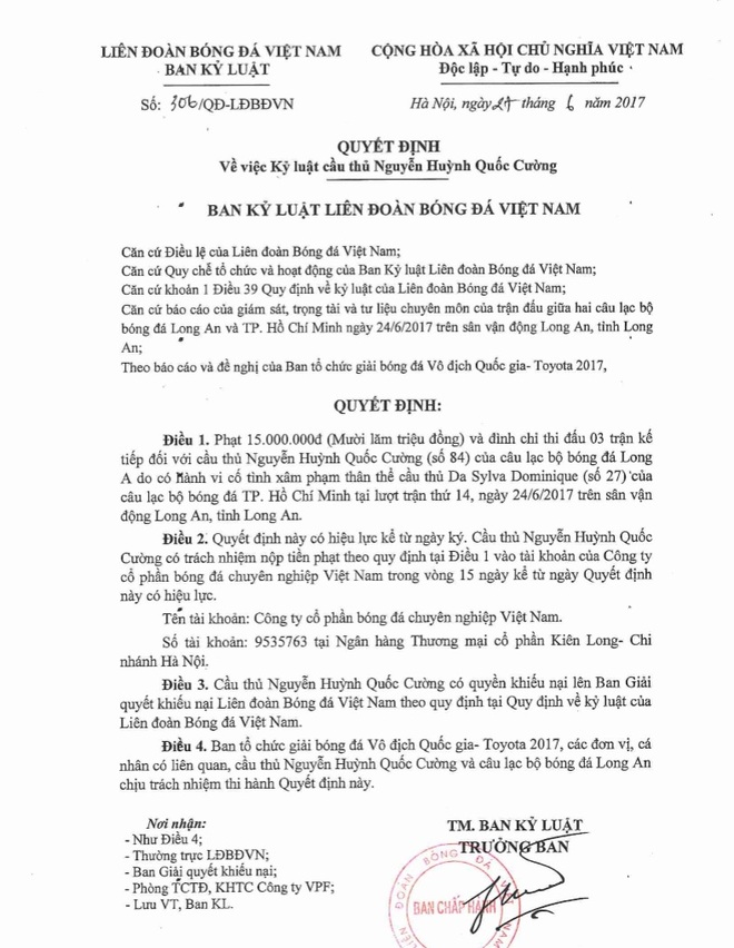 VFF ra án phạt cực nặng về vụ máy chém Sầm Ngọc Đức; cấm CĐV Hải Phòng đến hết năm 2017 - Ảnh 3.