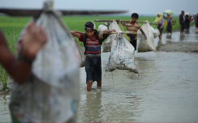 24h qua ảnh: Người Hồi giáo ở Myanmar gánh gồng, hối hả chạy khỏi vùng chiến sự - Ảnh 5.