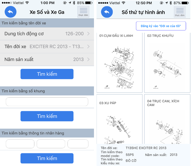 Dân chơi xe nghiền app Catalogue Phụ tùng của Yamaha - Ảnh 1.