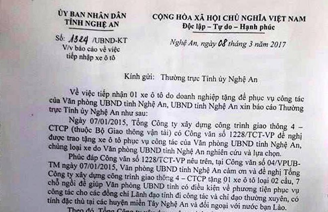 Cienco 4 tặng xe sang tiền tỷ cho UBND tỉnh Nghệ An với mục đích gì? - Ảnh 1.