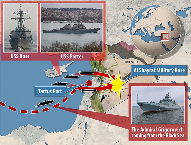 Chiến hạm Nga tiến vào vùng biển tàu Mỹ phóng tên lửa tấn công căn cứ Syria - Ảnh 1.