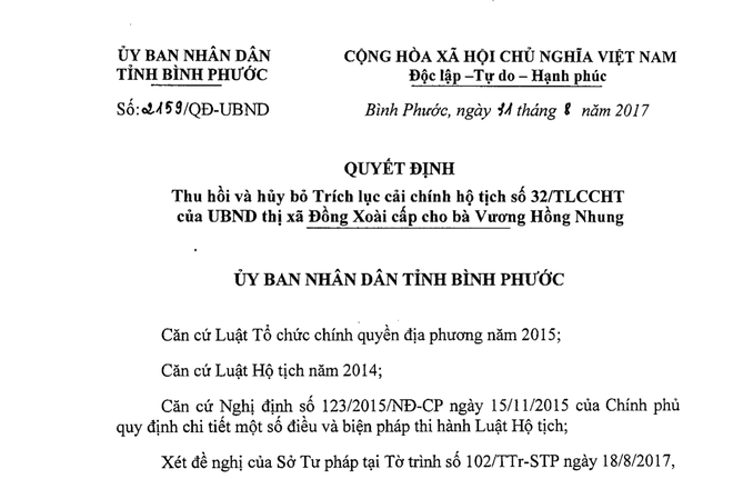 Bình Phước: Thu hồi, hủy bỏ việc cải chính tuổi con gái Phó GĐ Sở - Ảnh 1.