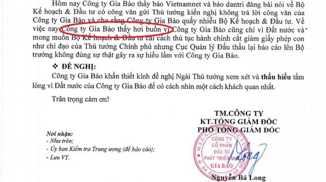 Bị báo cáo lên Thủ tướng, Công ty Gia Bảo… hơi buồn - Ảnh 1.