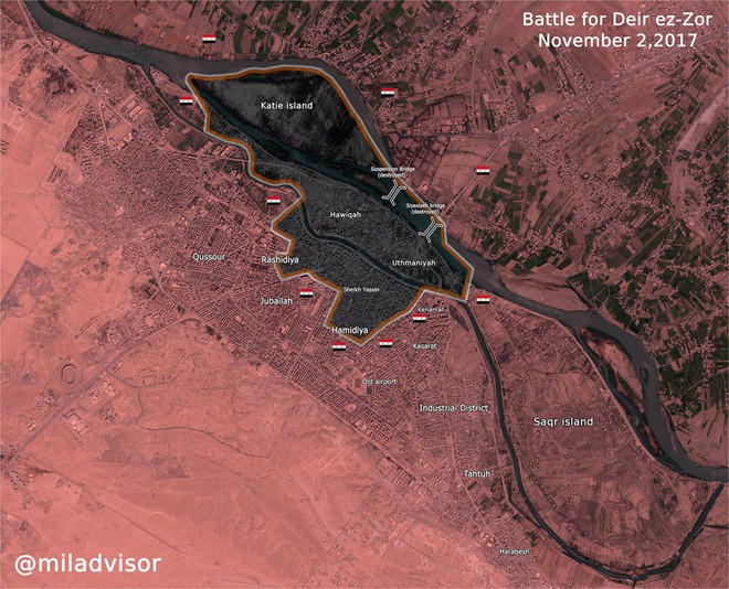 QĐ Syria vây chặt Deir Ezzor: IS như cá nằm trong rọ, nhảy xuống sông vẫn chết - Ảnh 1.