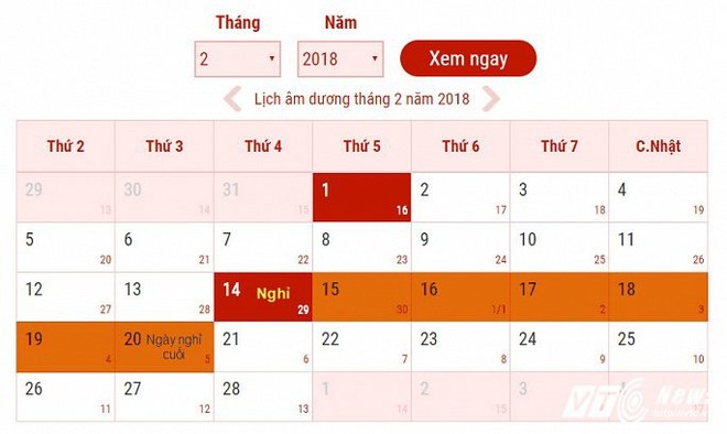 Lịch nghỉ Tết Nguyên đán Mậu Tuất 2018 chính thức của người lao động - Ảnh 1.