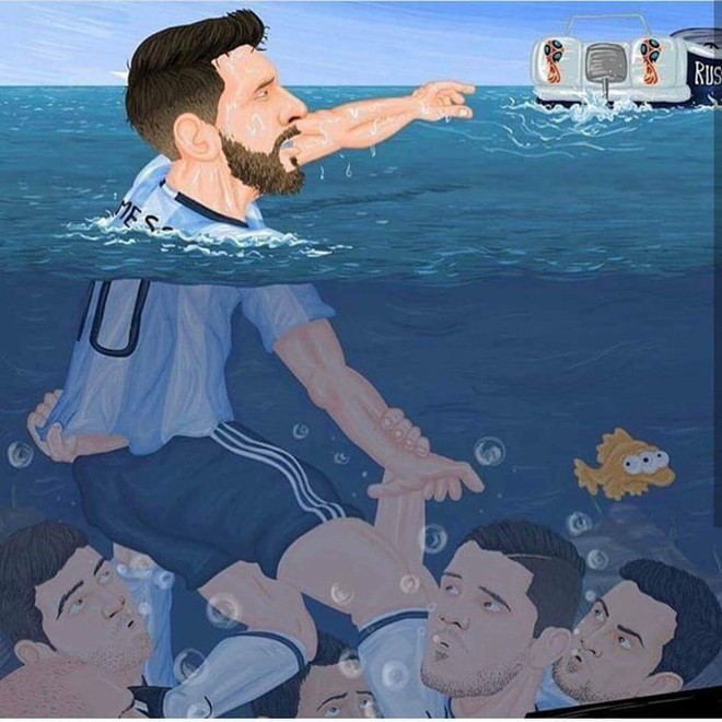 Biếm họa Messi cõng cả tuyển Argentina trên lưng - Ảnh 4.