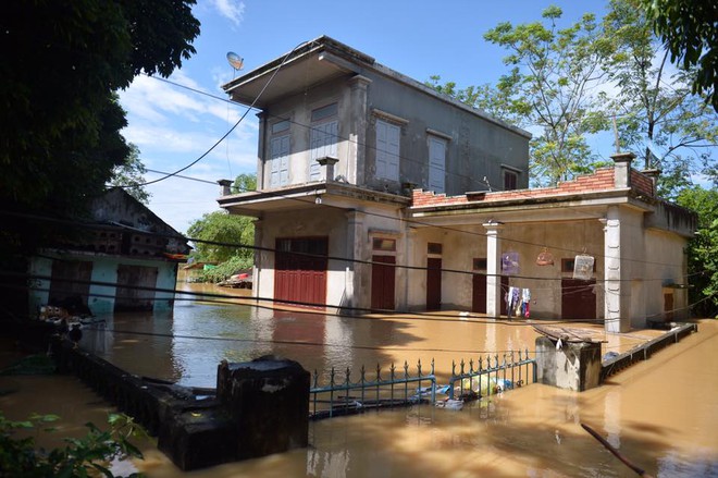 Chùm ảnh: Nhà ngập sâu đến ngang cửa, người dân Ninh Bình dùng chậu nhôm, ghế gỗ chèo thuyền đi lại trong ngõ - Ảnh 7.