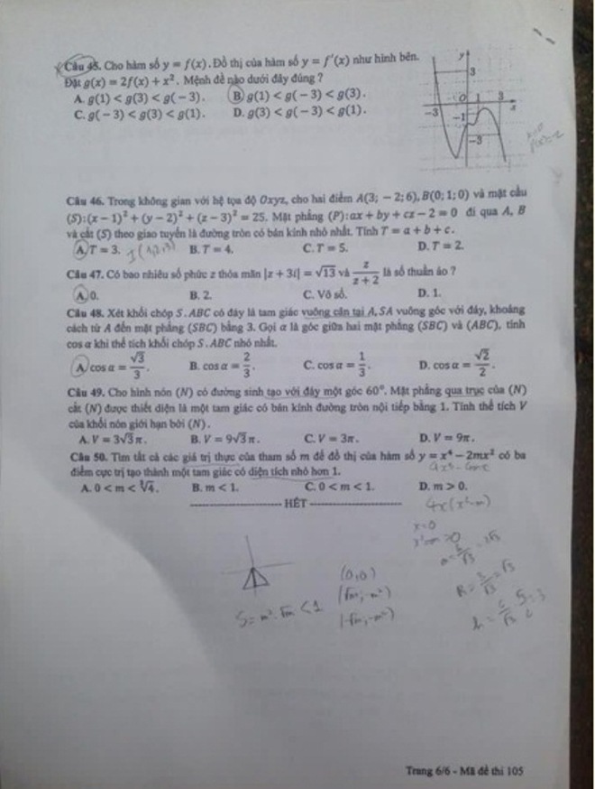 Gợi ý đáp án đề thi môn Toán kỳ thi THPT Quốc gia 2017 - Ảnh 9.