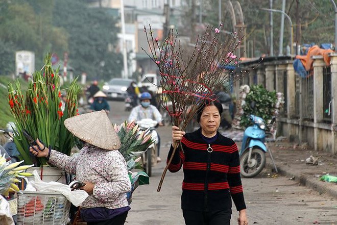 Đào Nhật Tân bung lụa đón Tết sớm ở chợ hoa Hà Nội - Ảnh 6.