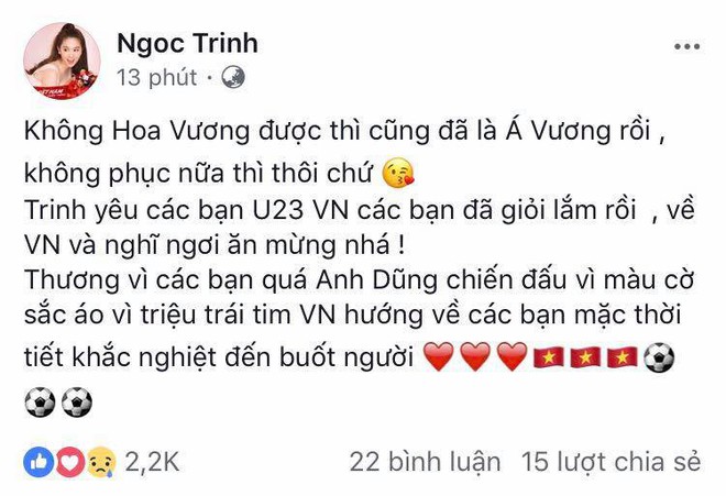 Mỹ Tâm đánh tiếng tới các cầu thủ U23 Việt Nam: Thèm ăn rau muống xào nhớ cho chị biết! - Ảnh 2.