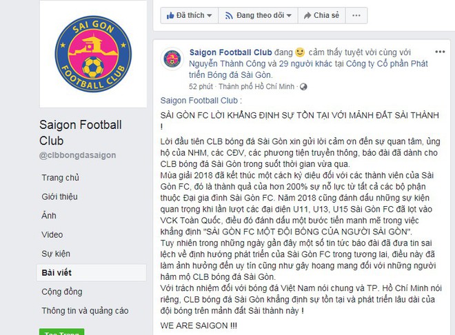 Phủ nhận lời đồn chuyển khẩu về Cần Thơ, CLB Sài Gòn khẳng định sẽ ở lại TP.HCM - Ảnh 1.