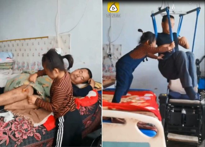 Bé gái 6 tuổi tự kiếm tiền chăm sóc cha tàn tật suốt nhiều năm - Ảnh 1.