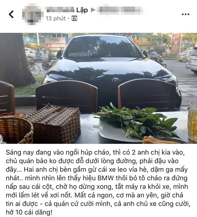 Đang ngồi húp cháo thì thấy ô tô BMW đi tới, chàng trai buông thìa, có hành động lạ - Ảnh 1.