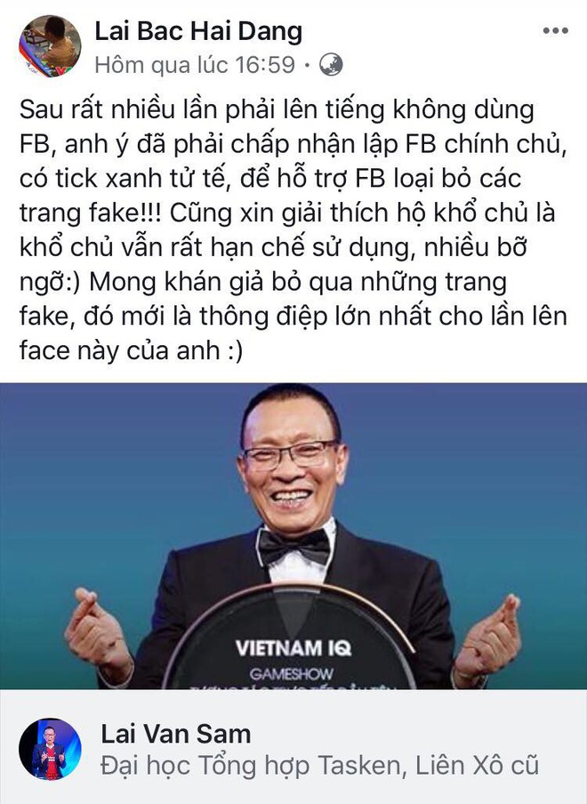 Nhà báo Lại Văn Sâm gia nhập MXH, dí dỏm thừa nhận: Em sinh sau, đẻ muộn trên Facebook - Ảnh 1.