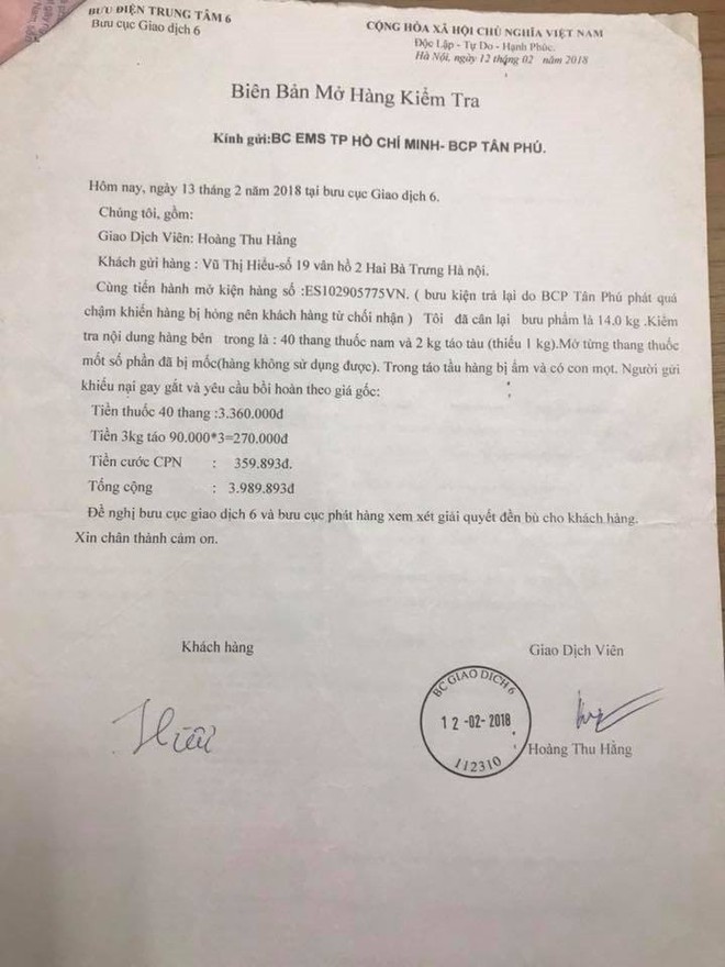 Gói thuốc nam bị mốc do phát quá chậm, EMS đã bồi thường 3,9 triệu đồng cho khách hàng - Ảnh 2.