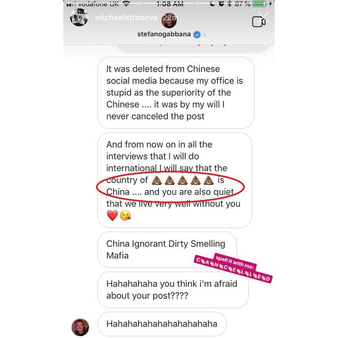 Bóc phốt tin nhắn của NTK Dolce & Gabbana trên Instagram, mẫu nữ gốc Việt được dân mạng Trung Quốc tung hô - Ảnh 2.
