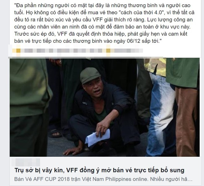 Hình ảnh nổi cộm trên MXH hôm nay: Các thương binh lao xe vào trụ sở VFF, ăn cơm tại ‘trận’ để đòi mua vé chung kết AFF Cup - Ảnh 1.