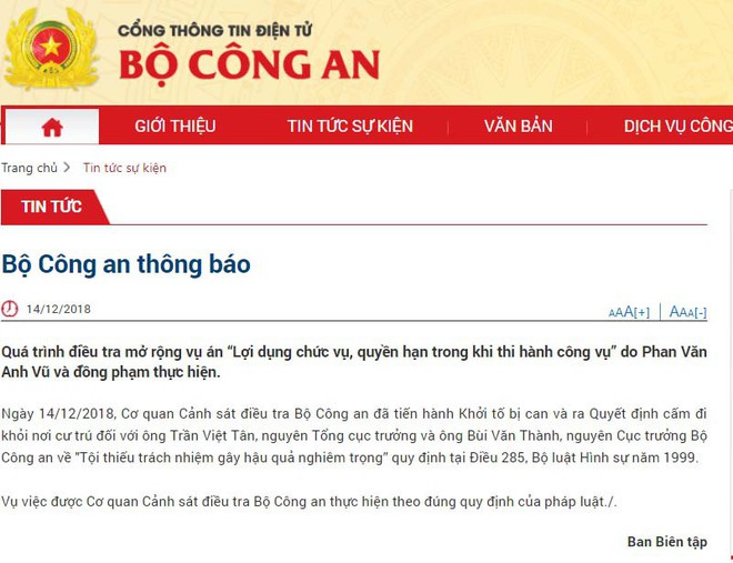 Khởi tố 2 cựu Thứ trưởng Bộ Công an Trần Việt Tân và Bùi Văn Thành - Ảnh 1.