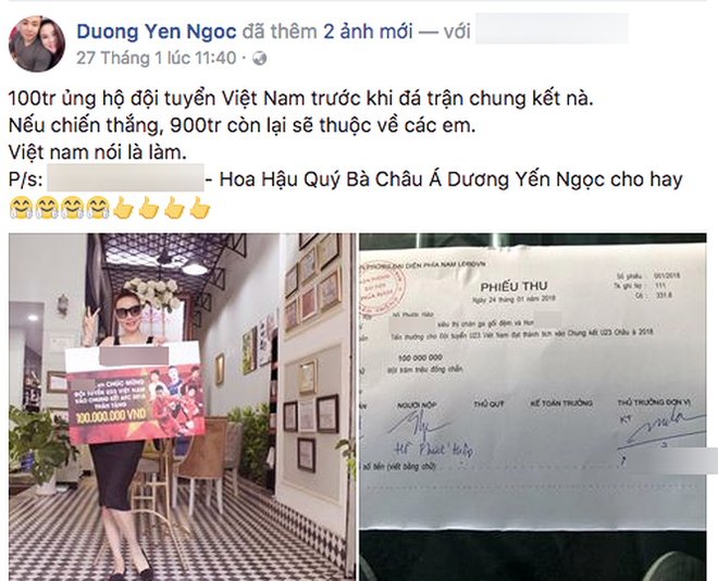 Sao Việt đầu tiên khoe biên lai chuyển tiền tặng U23 Việt Nam - Ảnh 3.