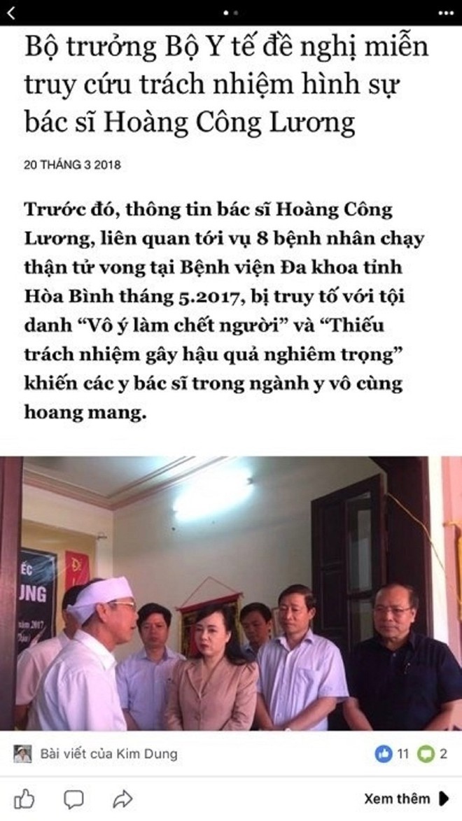 Bộ trưởng Bộ Y tế xin tha cho BS Lương là tin giả - Ảnh 1.