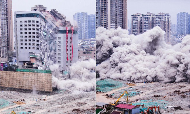 Cảnh tượng tòa nhà 15 tầng sụp đổ chỉ trong 10 giây ở Trung Quốc - Ảnh 3.