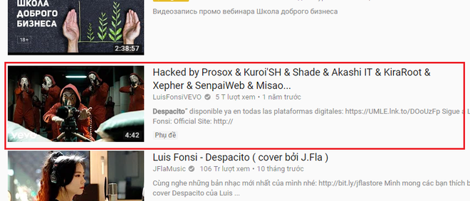 MV đạt 5 tỷ lượt xem Despacito vừa xác lập kỷ lục đã bị hacker xóa hoàn toàn khỏi Youtube - Ảnh 2.
