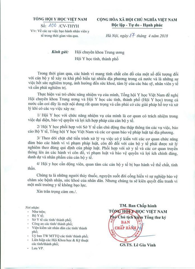 Tổng hội Y học Việt Nam đề nghị nghiêm trị kẻ hành hung bác sĩ - Ảnh 2.
