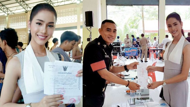 Á hậu và Hoa hậu chuyển giới Thái Lan gây sốt vì quá xinh đẹp khi... đi đăng ký nghĩa vụ quân sự - Ảnh 3.