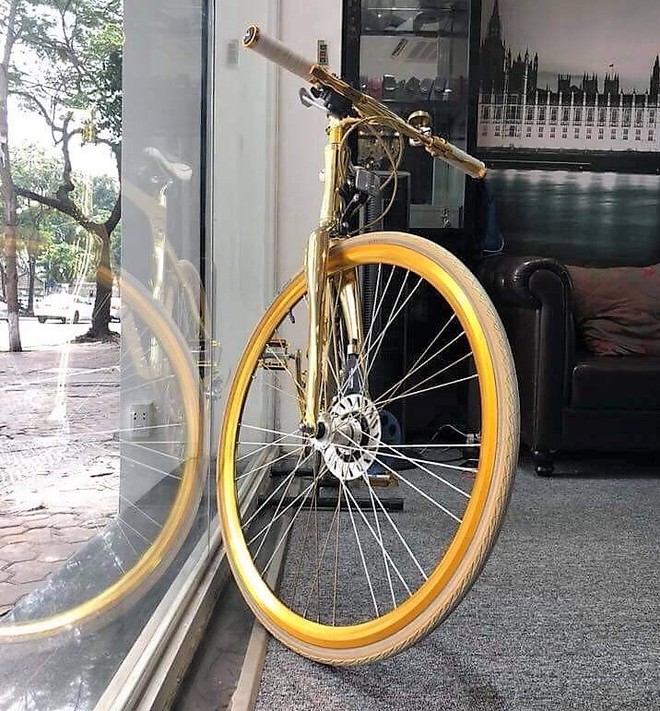Cận cảnh xe đạp mạ vàng phiên bản giới hạn cực độc, giá 1,2 tỷ đồng tại Hà Nội - Ảnh 9.
