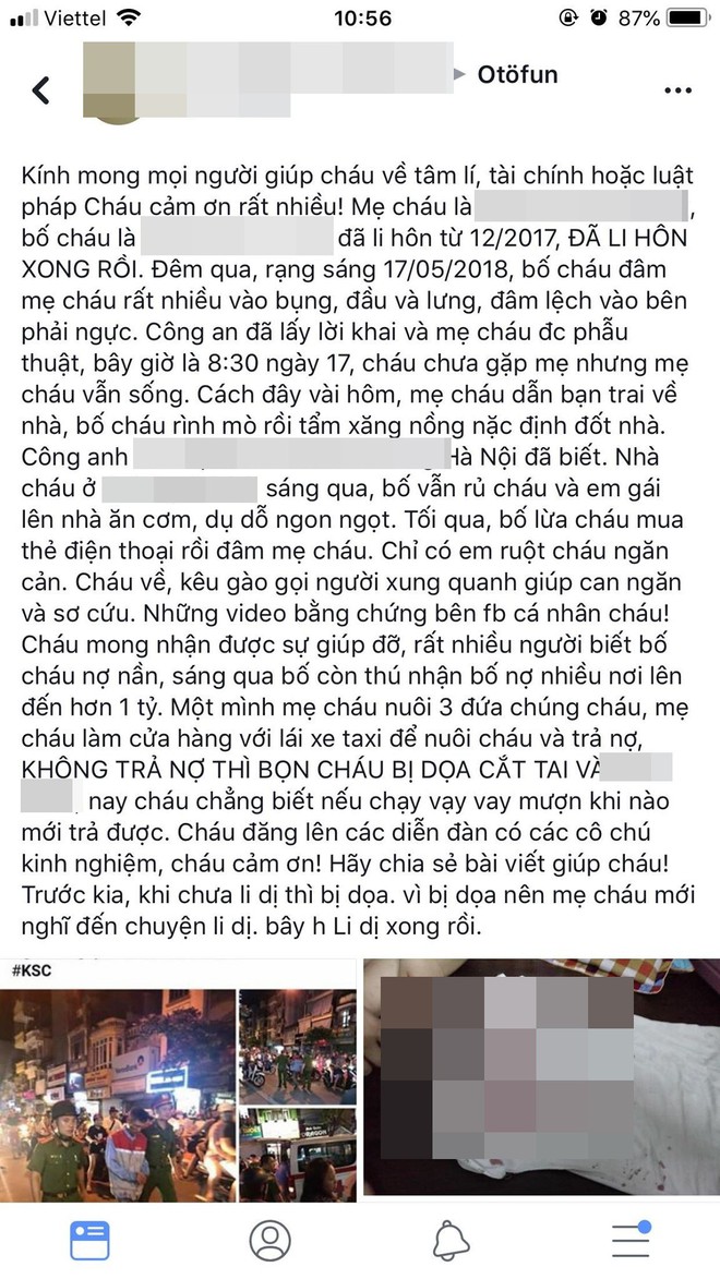 Bố đâm mẹ trọng thương, cô con gái lên mạng xã hội cầu xin sự giúp đỡ - Ảnh 3.